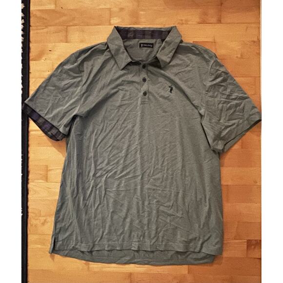 William Murray Polo Shirt Golf Performance Golf Short Sleeve Grey Plaid XXL - Picture 2 of 5